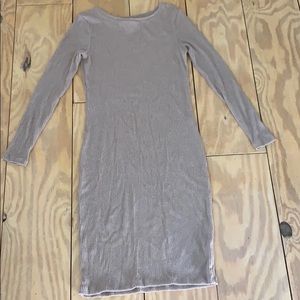Tan sweater bodycon dress.